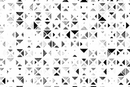 Macro halftone of scattered triangular pixels in a loose grid. Black diagonal ink triangles on a transparent background. - Powered by Adobe