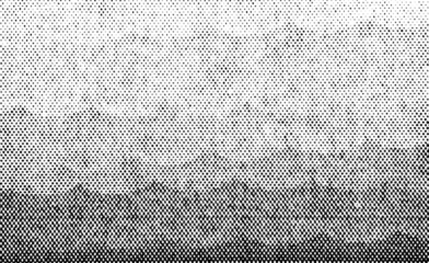 Extreme macro of printed black halftone dots suggesting water waves and a soft horizon-like fade. Isolated PNG with transparent background for retro, grunge, and design overlays.