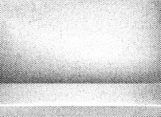 Macro black halftone dots forming a soft central glow like a sun, spotlight over a horizon line with a dark horizontal band. Abstract gradient overlay element. Transparent PNG with alpha channel.