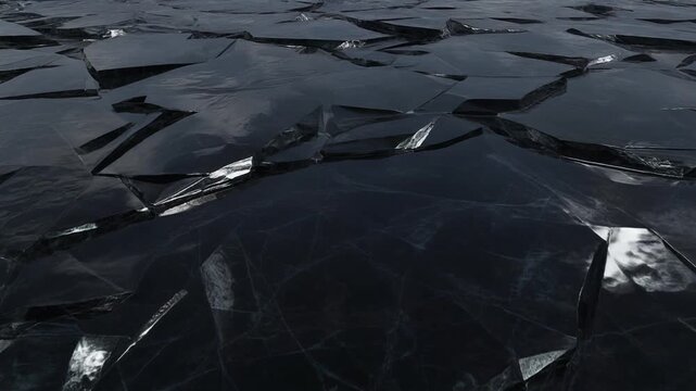 Lava Glass Plain Landscape with Obsidian Surface