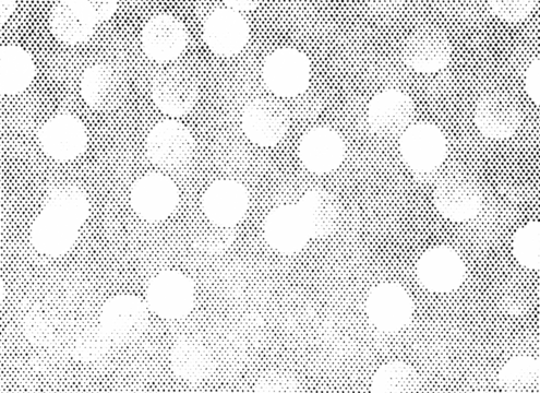 Extreme macro halftone dots with soft bokeh-like circles and glittery particle feel. Black-and-white raster overlay isolated on a transparent background PNG for design and effects. - Powered by Adobe