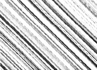 PNG with alpha transparency: black halftone dots forming diagonal brush-like streaks and broken stripe bands. Dynamic grunge overlay for masking, compositing, and retro print textures.