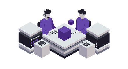 Fototapeta premium Two People Working on 3D Modeling Project.