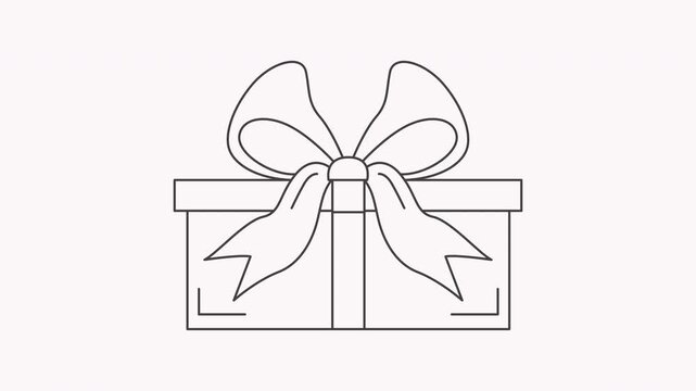 Animated Gift Box with Bow Icon - Minimalist Line Art