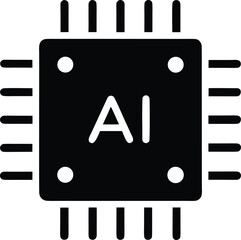 Ai chip silhouette vector on transparent background