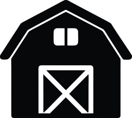 Barn house silhouette on transparent background