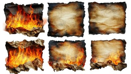 Burning and Torn Paper Sheets with Flames