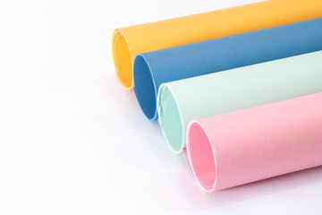 colorful paper rolls isolated on white background