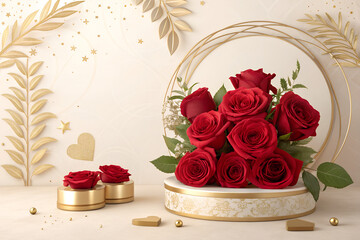 Luxury Red Rose Flower Box with Gold Accents red roses, rose box, luxury roses, flower box, red rose bouquet, premium roses, gold rose box, romantic roses, valentine roses, anniversary roses