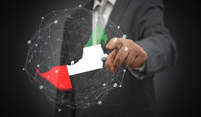 United Arab Emirates - country shape and flag - 3D illustration