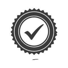 Black and White Checkmark Stamp Icon