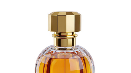 Luxury Perfume Bottle with Gold Cap and Amber Liquid