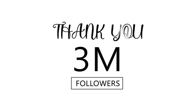 Thank you, 3M followers. confetti party effects, social media milestone motion graphics animation. Thank you, followers' congratulation. followers' modern animation banner design.