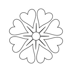 Simple Line Drawing of a Flower with Hearts