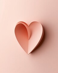 Paper heart folded, elegant minimalism, on soft pink background, 3d effect, love symbol ultra hd photo