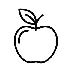 Simple Black Line Drawing of an Apple
