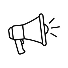 Simple Line Art Megaphone Icon on White Background