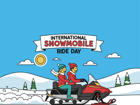 High Quality Snowmobile Ride Artwork Winter Adventure Vector Illustration
