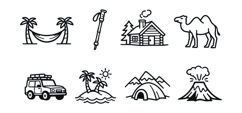 Travel and Outdoor Adventures Icon Set
