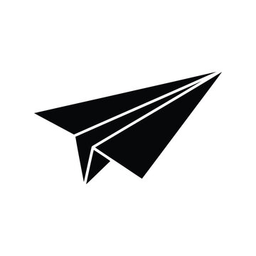 Paper plane vector silhoutte icon isolated on white background for graphic design