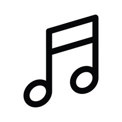 Simple Black Eighth Note Icon on White Background