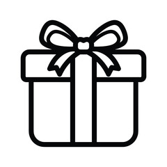 Simple Black and White Gift Box Icon
