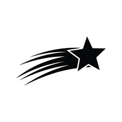 Obraz premium Shooting star vector silhoutte icon, black comet symbol, minimalist graphic design