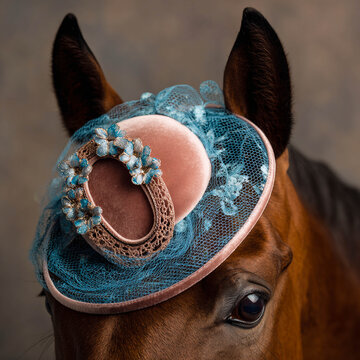 Horse Wearing Kentucky Derby Fascinator Hat