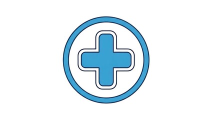 Fototapeta premium Blue cross symbol within a circle isolated on white background