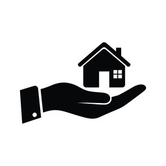 Hand Holding House Icon - Real Estate Concept