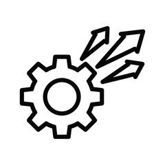 Gear Icon with Motion Arrows Symbolizing Mechanical Movement