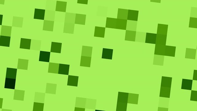 Pixelated Green Squares Animation, Abstract Background