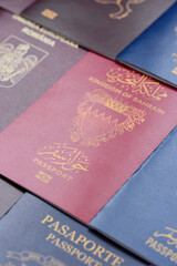 Passports of citizens of different countries of the world. Passports background