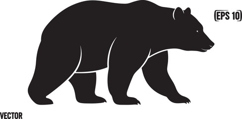 Obraz premium Black bear silhouette vector graphic