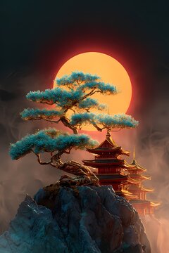 Japanese Japan Bonsai Landscape Fantasy