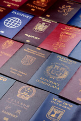Passports of citizens of different countries of the world. Passports background