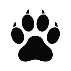 Dog paw print vector silhoutte icon isolated on white background for pet designs