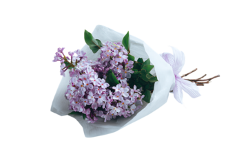 Lilac bouquet with paper wrap and bow