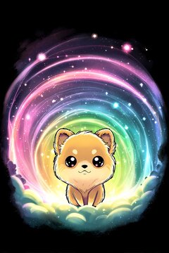 Dog Rainbow Cute Animal Vortex Fantasy Space Cosmic Landscape