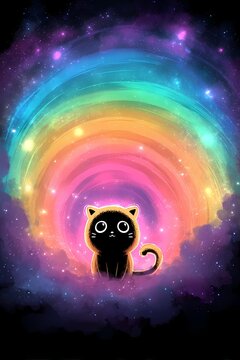 Cat Rainbow Cute Animal Vortex Fantasy Space Cosmic Landscape