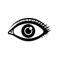 Eye vector silhouette illustration isolated on white, bold black graphic design