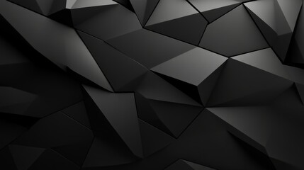 Abstract black geometric pattern made of various shapes arranged in a random design suitable for backgrounds or textures in digital art