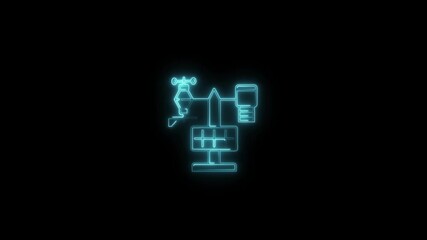 Neon Glowing Weather station icon animation. 4k video