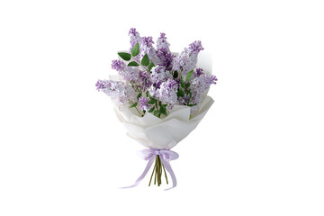 Naklejka premium Lilac bouquet with ribbon