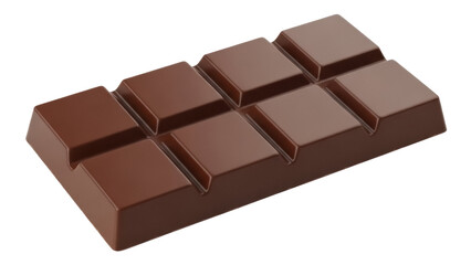 Delicious milk chocolate bar isolated PNG, sweet treat with cocoa for dessert and snack on transparent background