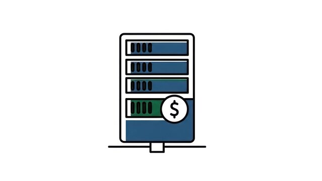 Server rack icon with dollar sign representing business technology - Powered by Adobe