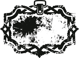 Vintage ornate distressed frame with grunge texture for decorative label or border design