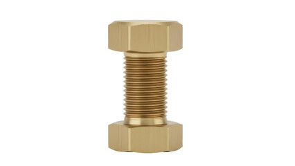 Brass bolt with nuts isolated PNG on transparent background, fastener hardware component for...