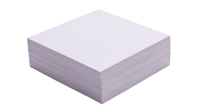 Stack of blank white paper sheets isolated PNG on transparent background, clean notepaper for office supplies and printing