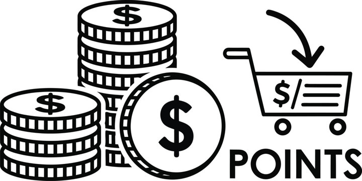 Earning rewards points with money and shopping cart